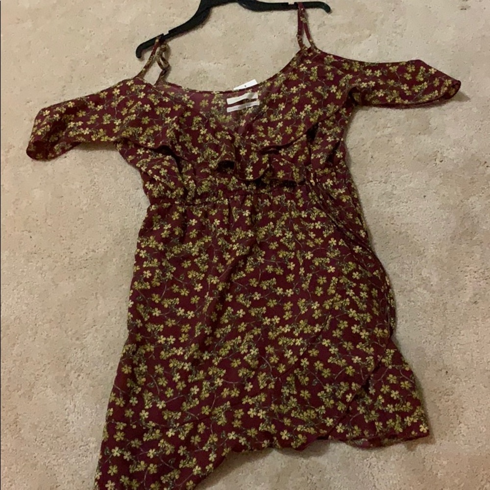 Urban Outfitters Patterned Maroon Wrap Dress